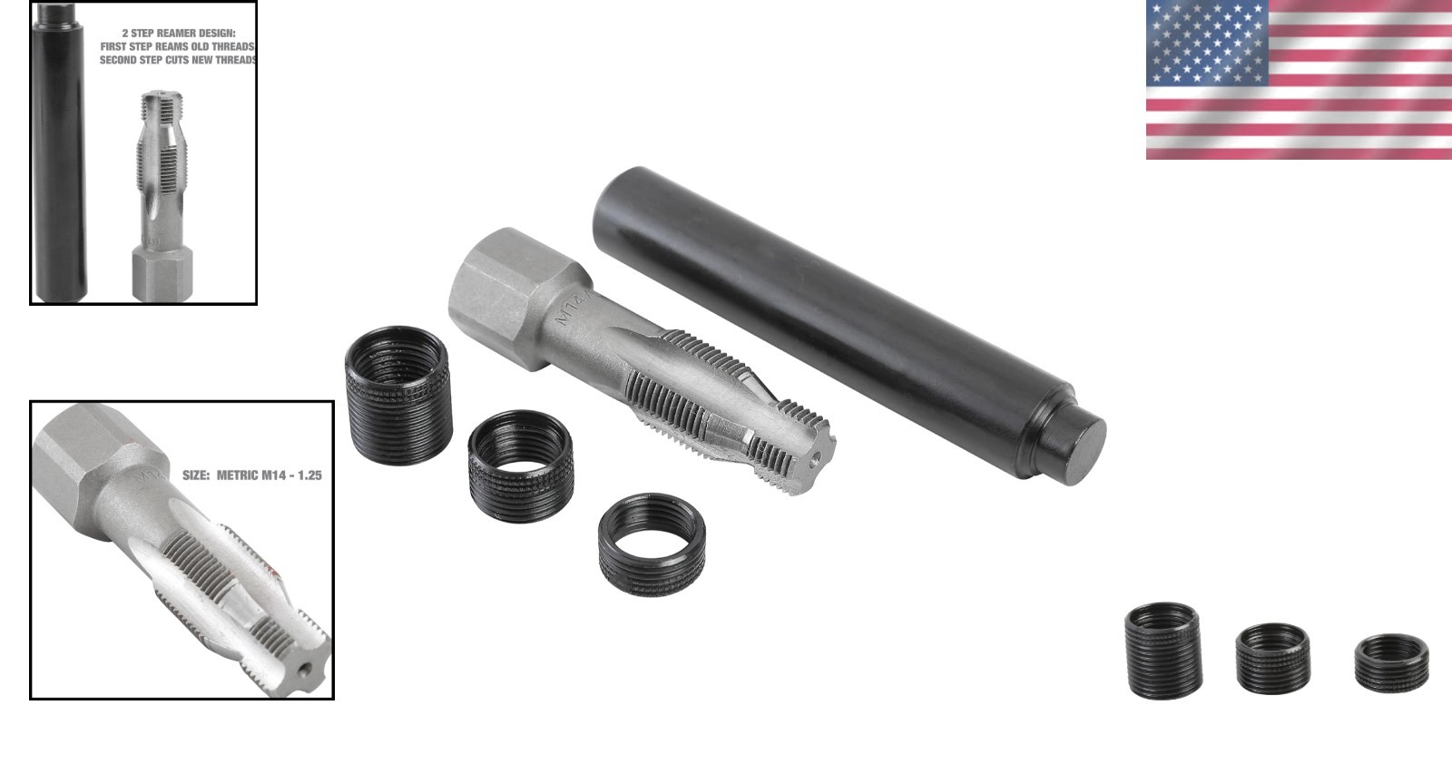 Effortless Spark Plug Thread Fix: 5-Piece M14-1.25 Repair Kit with Instructions