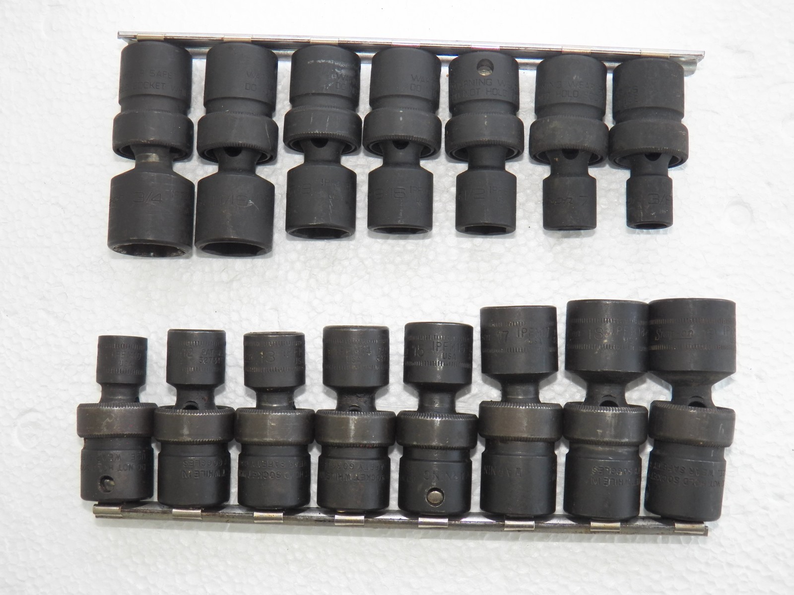 Snap-on 3/8″ drive Metric 10-19 & Sae 3/8-3/4 6-point IMPACT Swivel Socket Sets