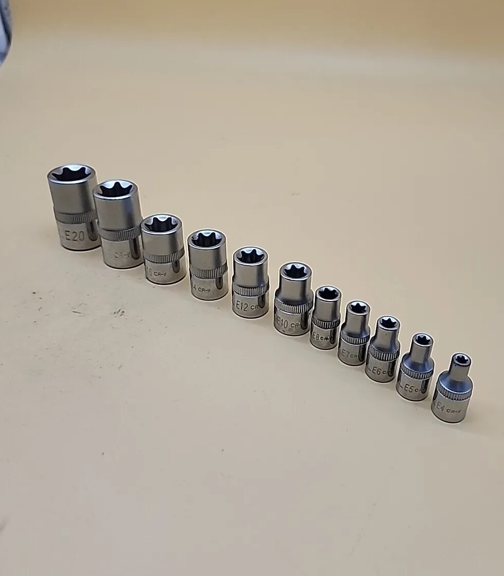 11 pc Cornwell Torx Star Bit Female E Socket Set E4-5-6-7-8 E20-18-16-14-12-10