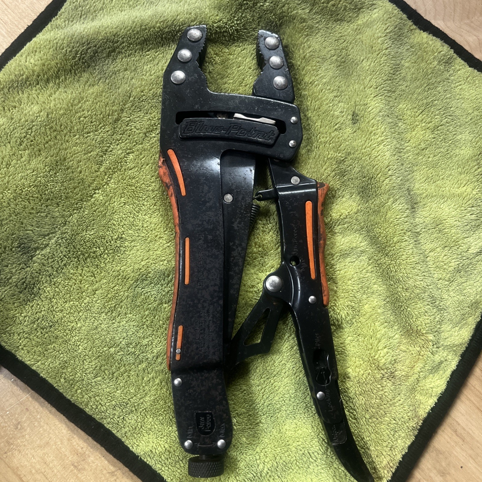 🇺🇸 Blue Point Tools Self Locking Pliers Vise Max Grip Force Adjustable Orange