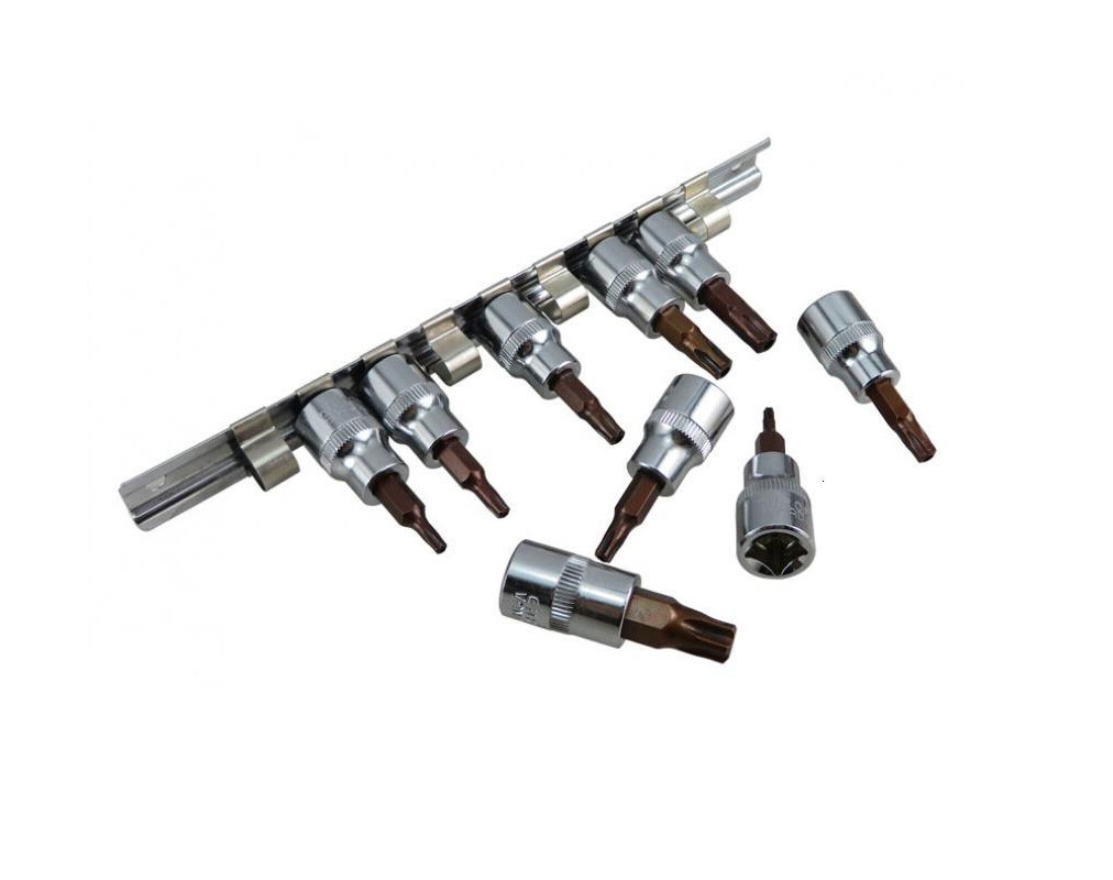 9pc 5PT Five-sided Star Tamperproof Socket Bits: TS10-15-20-25-27-30-40-45-50
