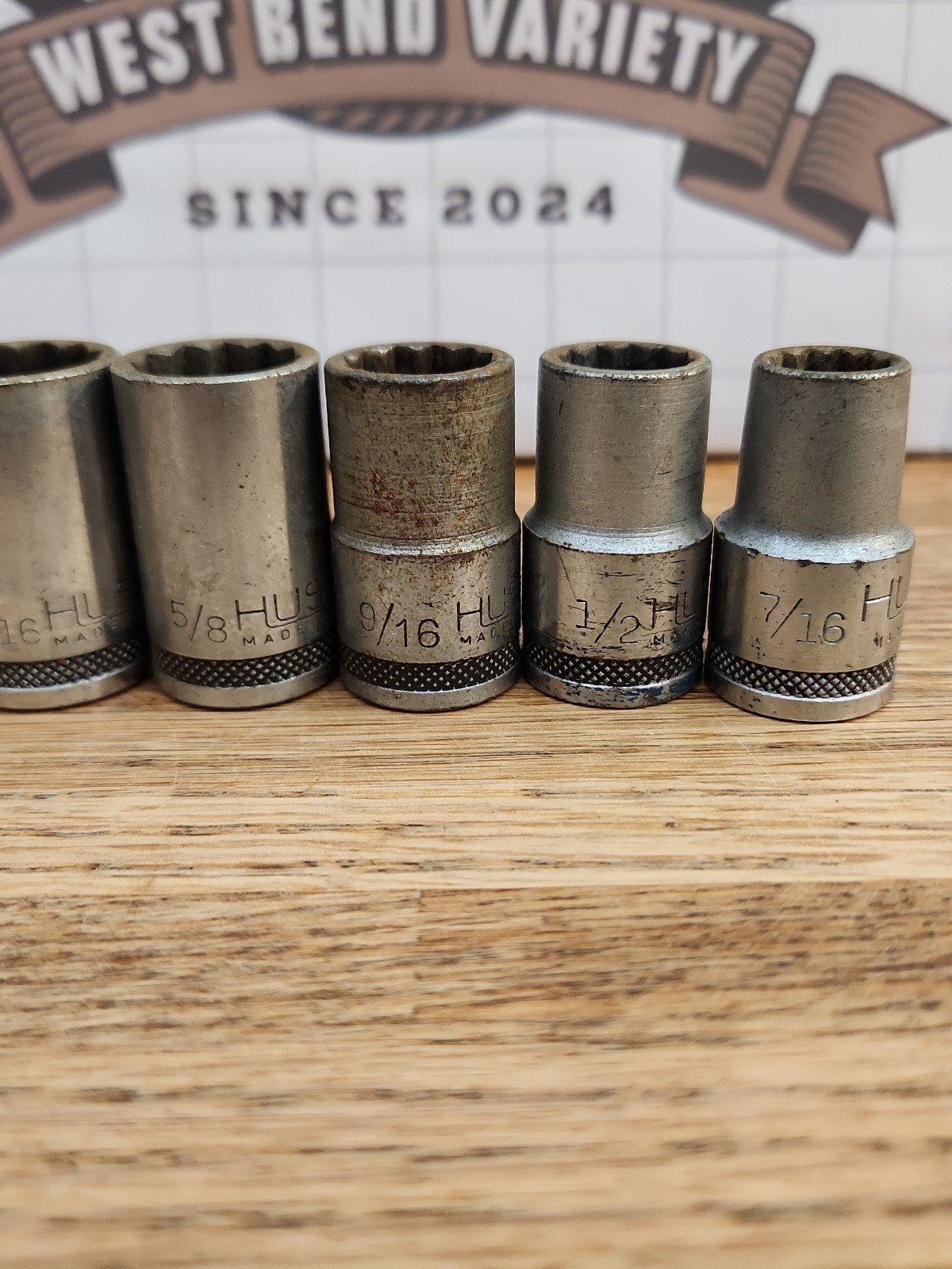 Vintage H Underline Husky 1/2″ Drive Socket Set Made In USA 9 Pieces