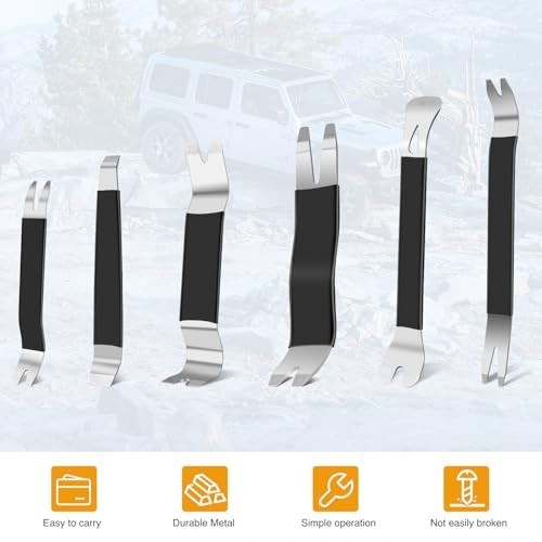 11PCS Trim Removal Tool Kit – Metal & Nylon Pry Tools for Car Panels, Dashboard,