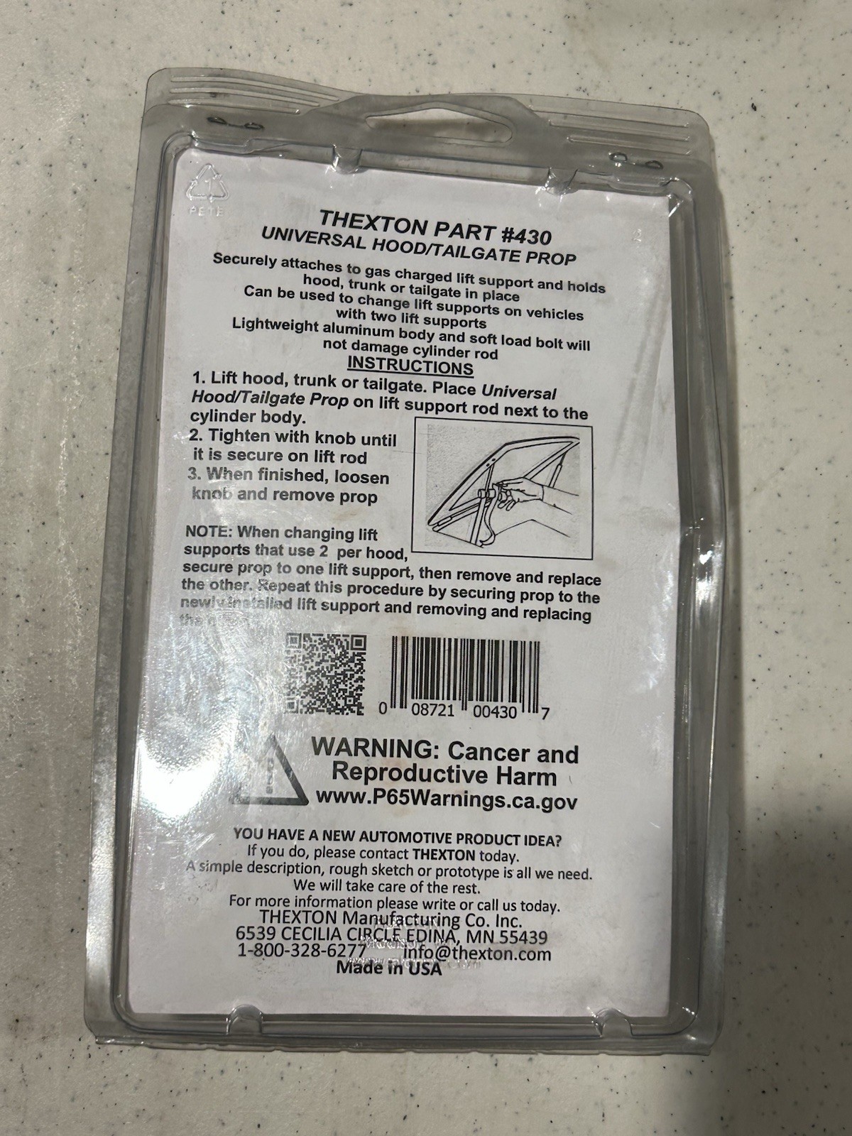 NOSThexton Professional Tools Universal Hood/ Tailgate Prop for Weak Struts #430
