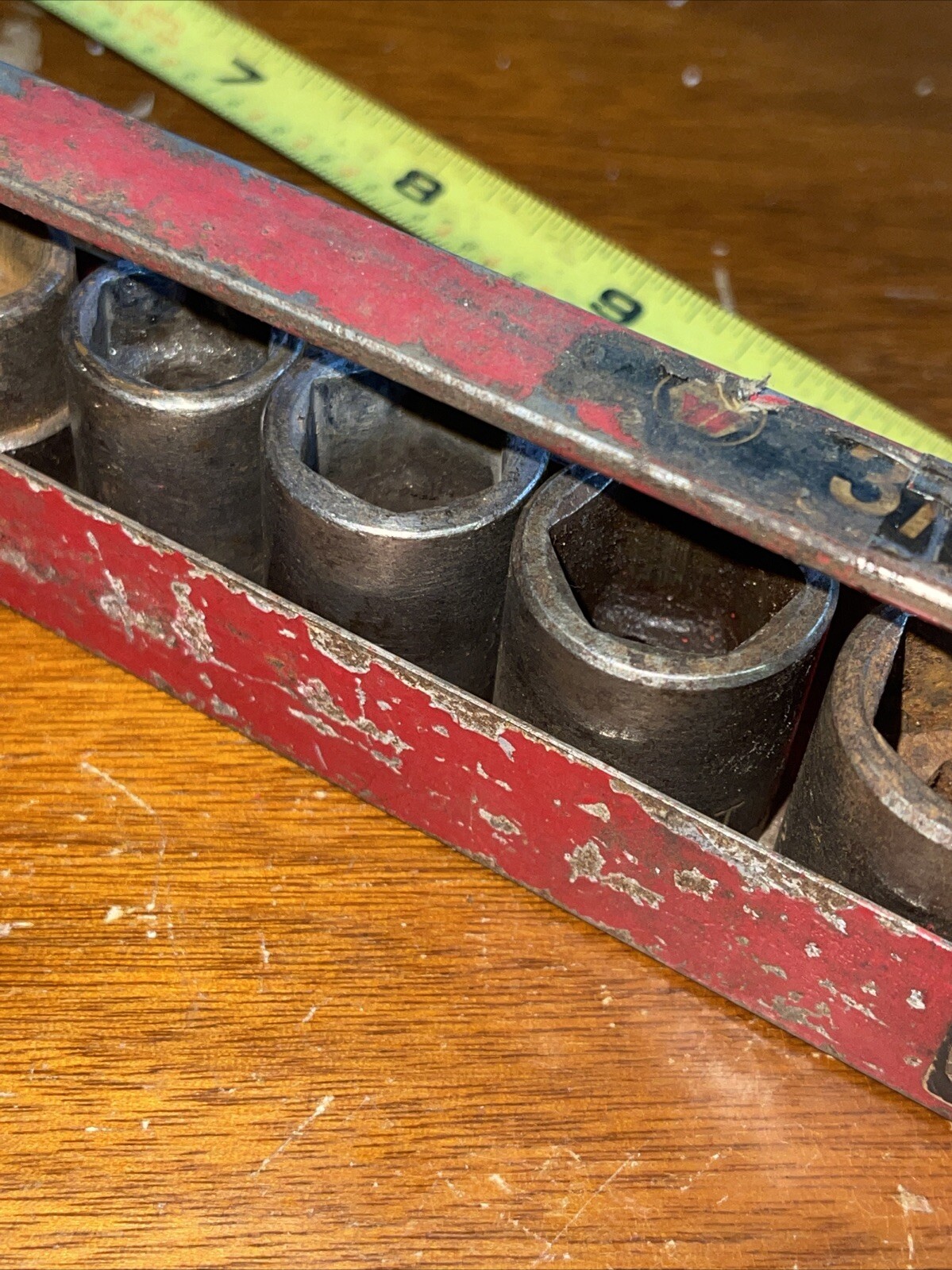 Vintage Wright Tools USA 8 Piece 3/8 Drive SAE 6 point impact socket Set Case