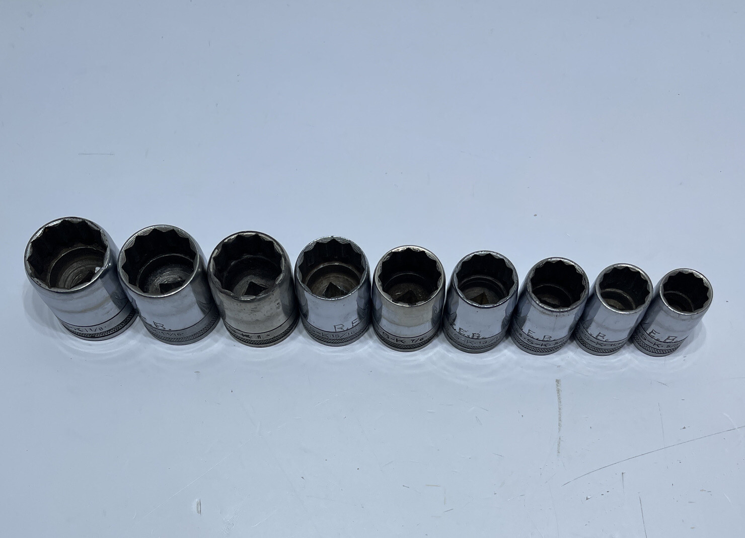 Lot of 9 SK Hand Tools 12 Point 1/2in Drive Socket Set 5/8in – 1-1/8in