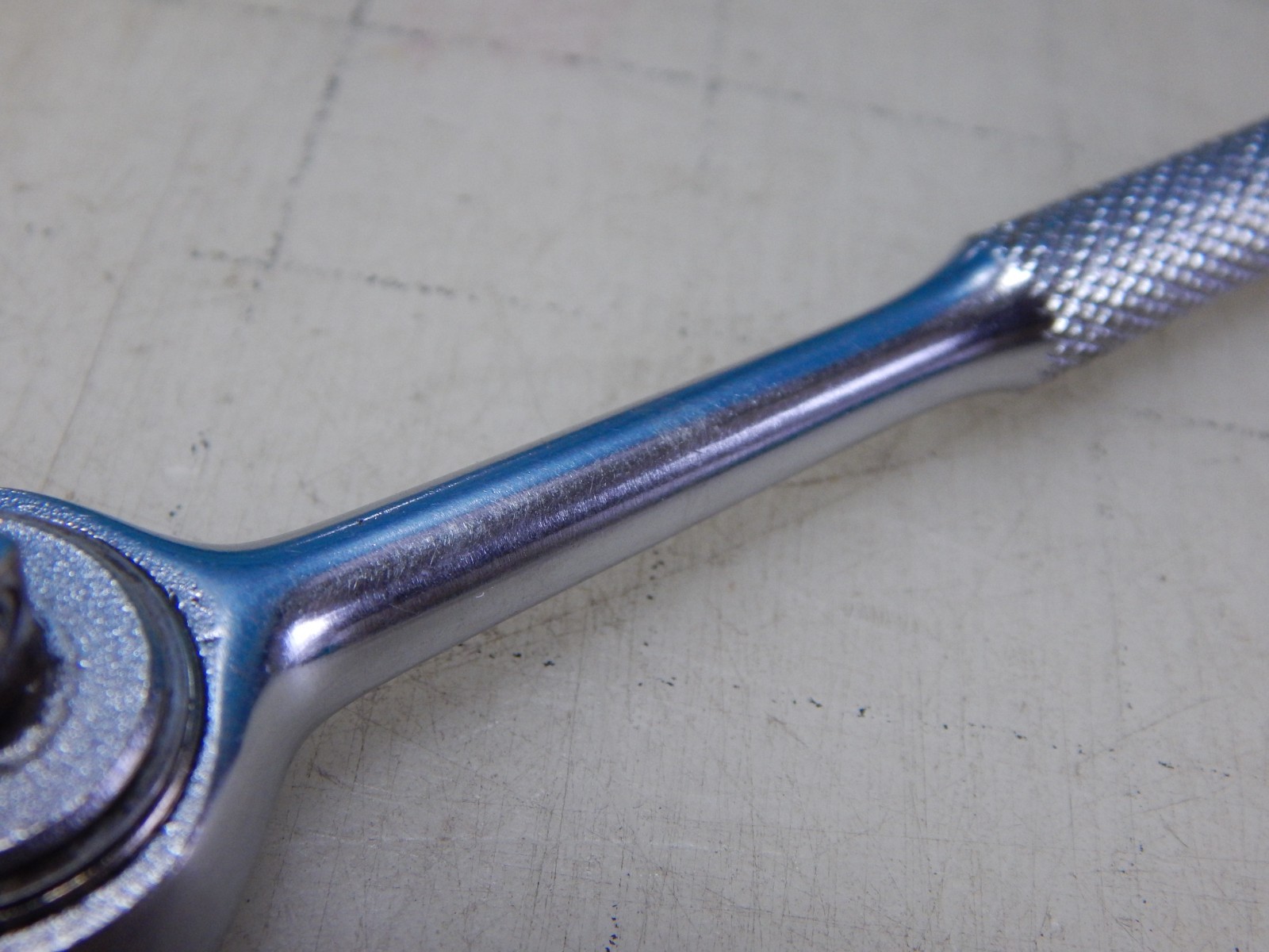 Vintage Challenger 1/4″ Drive Ratchet Knurled Handle Chrome 1060 USA 4.5″