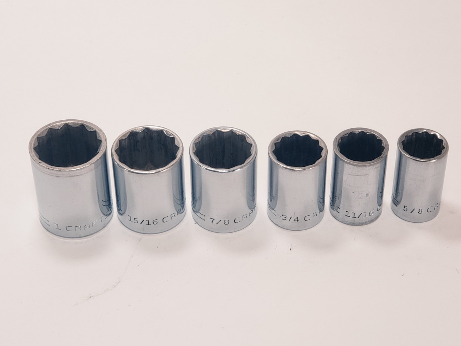 6 Craftsman Socket 1/2” Drive =V= Series 12pt 5/8″,11/16″,3/4″, 7/8″, 15/16″, 1″