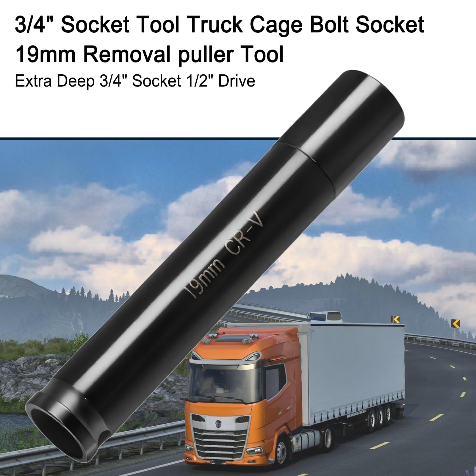19mm Deep Impact Socket, 3/4″ Socket 1/2″ Drive Truck Cage Bolt 19mm-1pcs