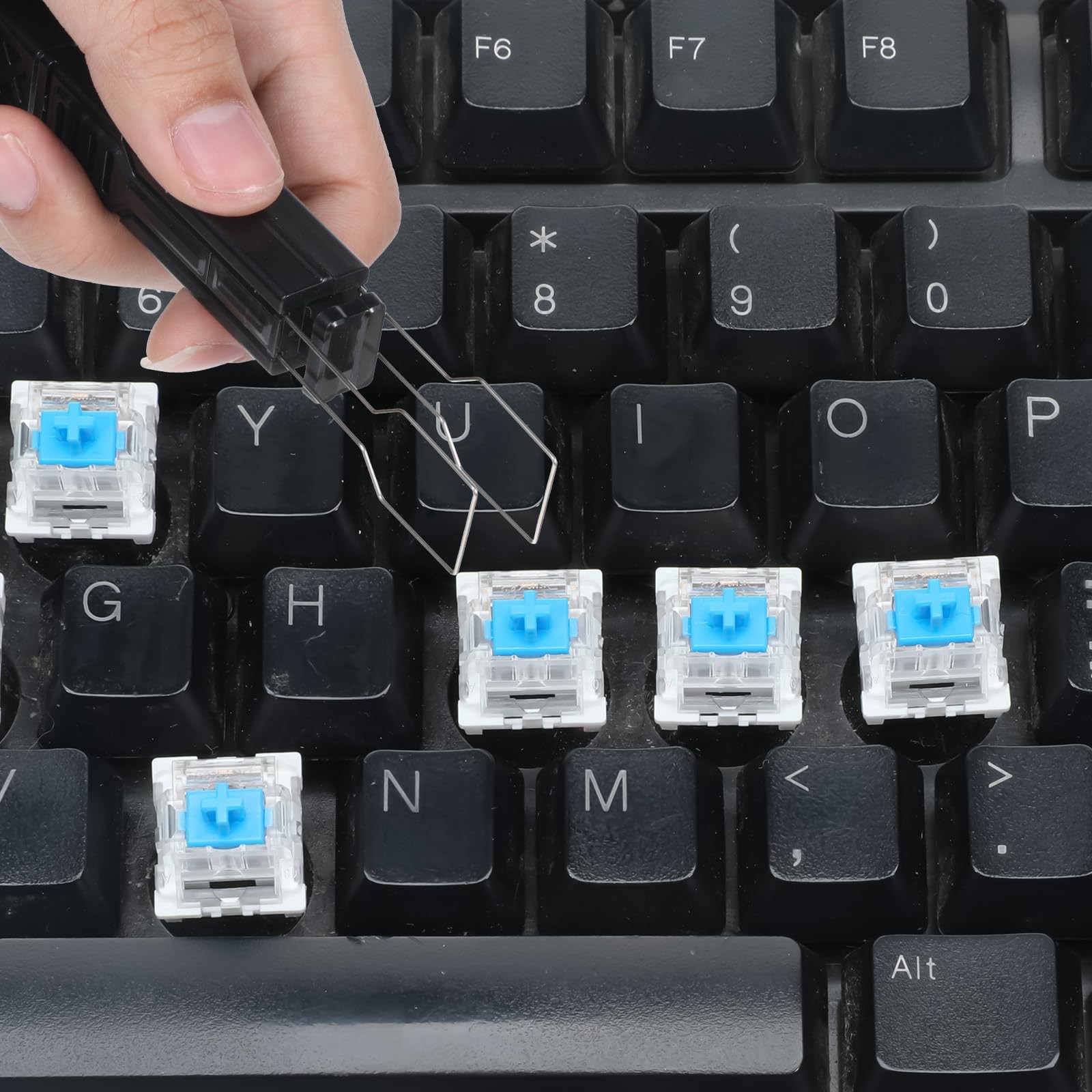2in1 Switch Puller Keycap Puller, Translucent Stainless Steel Key Removal Too…