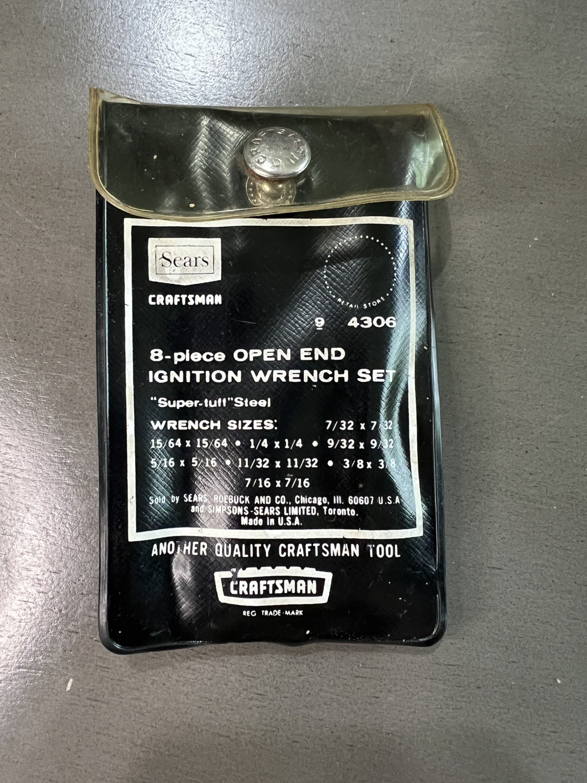 VINTAGE CRAFTSMAN 8 PC «SUPER TUFF» IGNITION WRENCH SET NO. 9-4306
