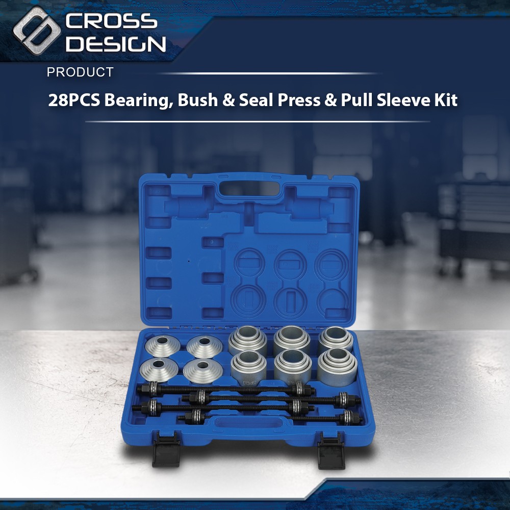 28PC Universal Press Pull Sleeve Kit Bush Bearing Removal Insertion Tool Kit Set