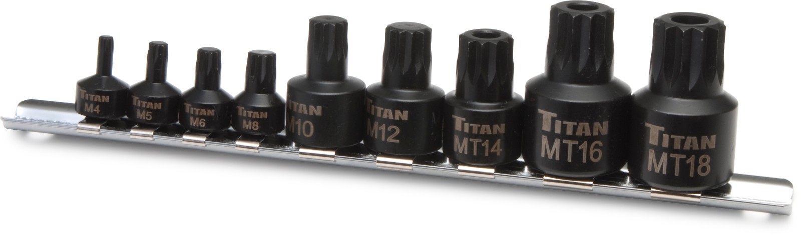 Titan 16138 9pc Impact Grade Stubby XZN Triple Square Bit Socket Set