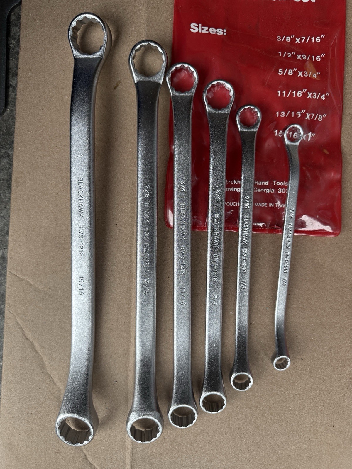 Blackhawk 6pc Offset Box End Wrench Set SAE 3/8” – 1” 12pt BW-6 USA NOS NEW