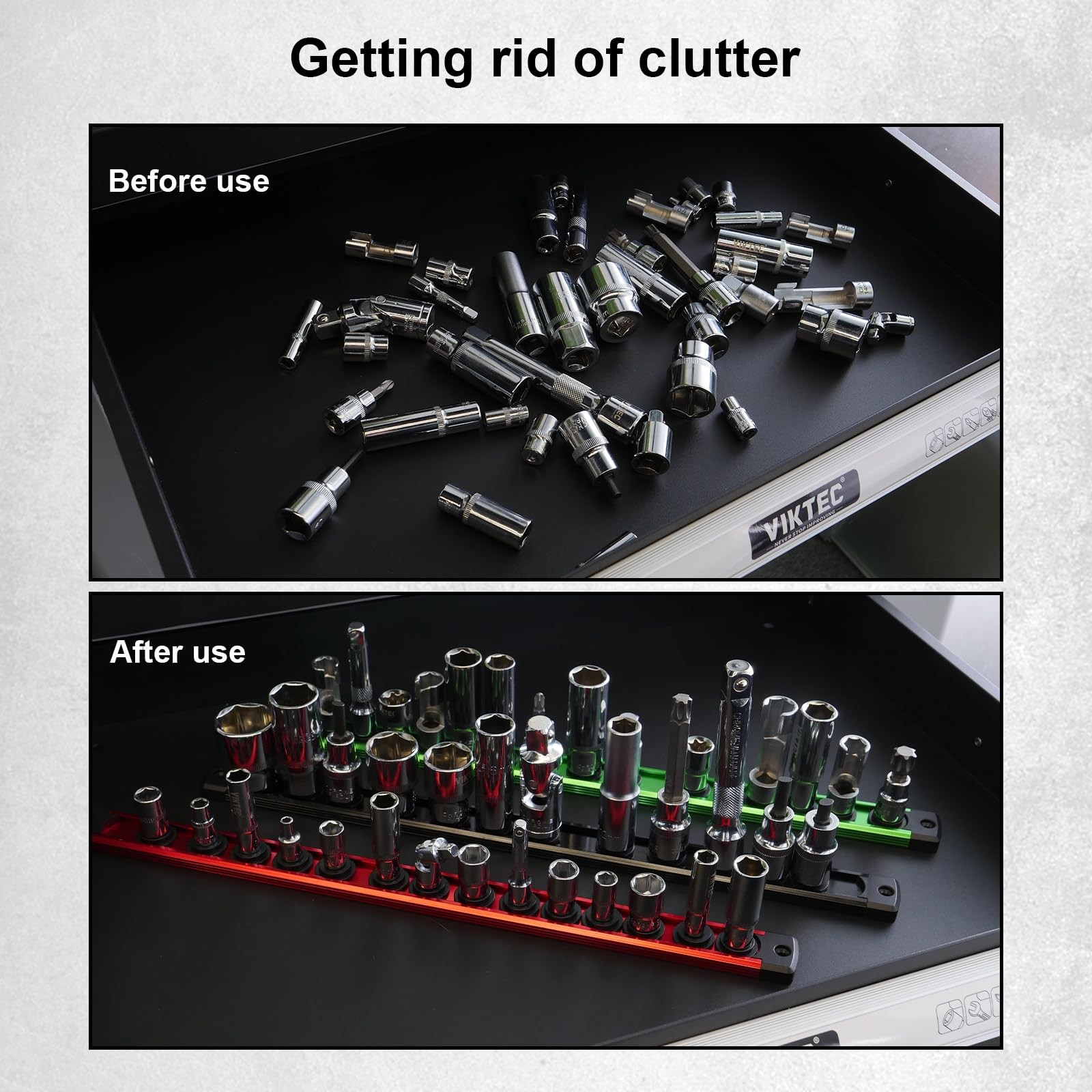 CXPRO Magnetic Socket Holder Organizer Set: 1/2 1/4 3/8(3PC）, Black Red Green