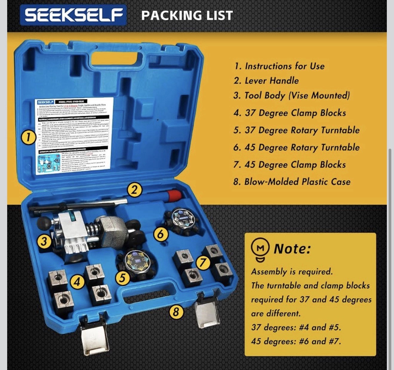 Professional Brake Line Flaring Tool Kit for 45 & 37 Degree Single, Double and B
