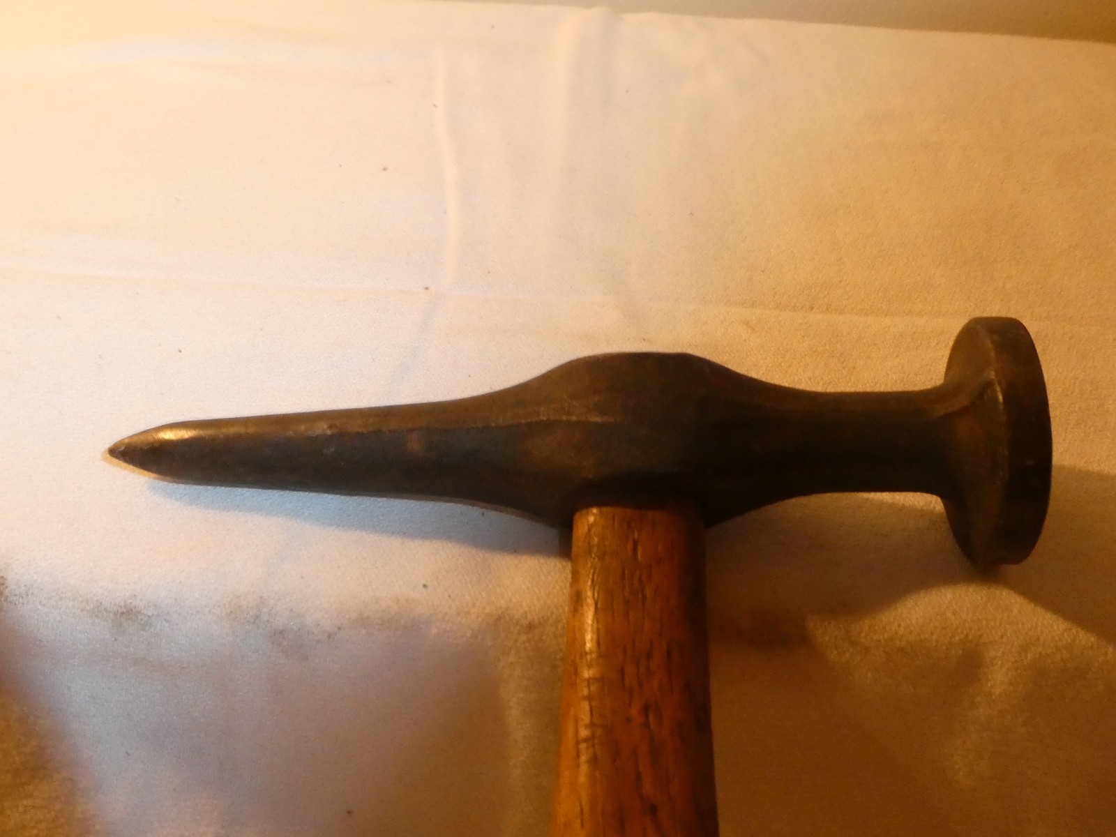 Vintage Auto Body Repair Metal Forming Planishing pecking Hammer Wood Handle