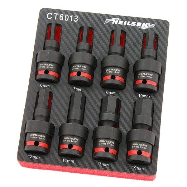 Universal Hex Bit Impact Socket Set 1/2″ Drive 6mm/19mm Flexi Swivel Head