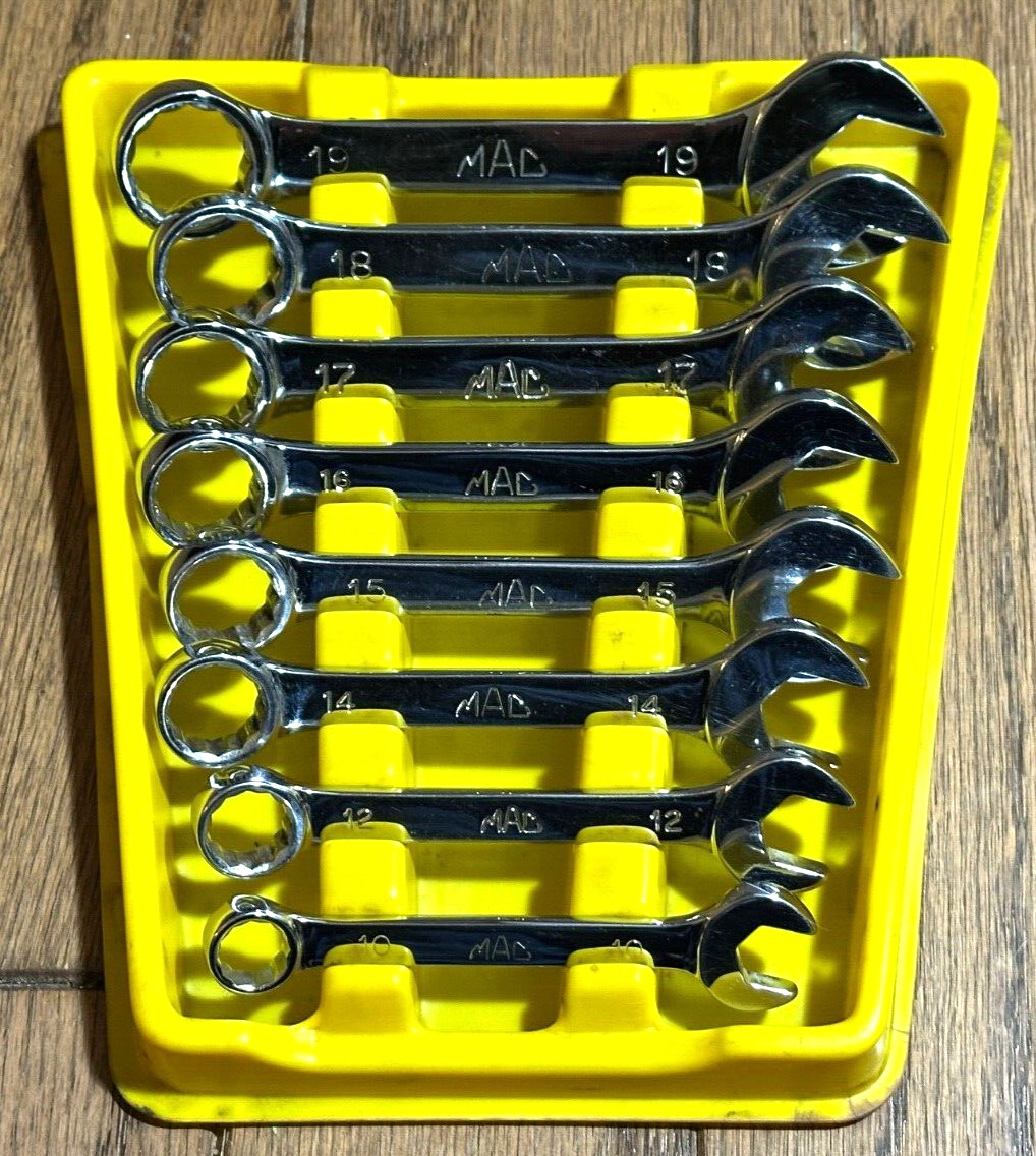 🇺🇸 MAC Tools USA 10-19mm Wrench Set Metric Combo Lot Short Stubby Yellow Tray