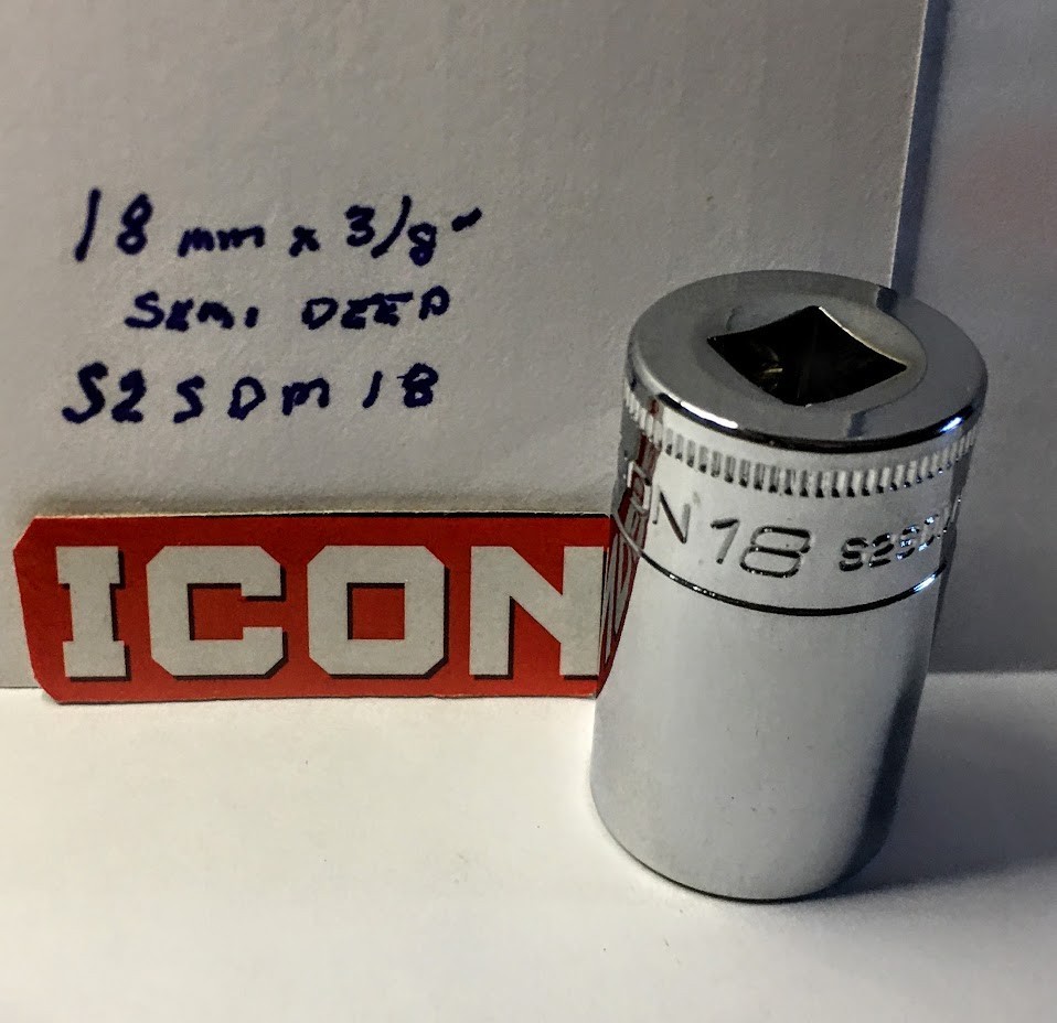ICON Professional Semi Deep Socket 18mm X 3/8″ S2SDM18 Free USA Shipping