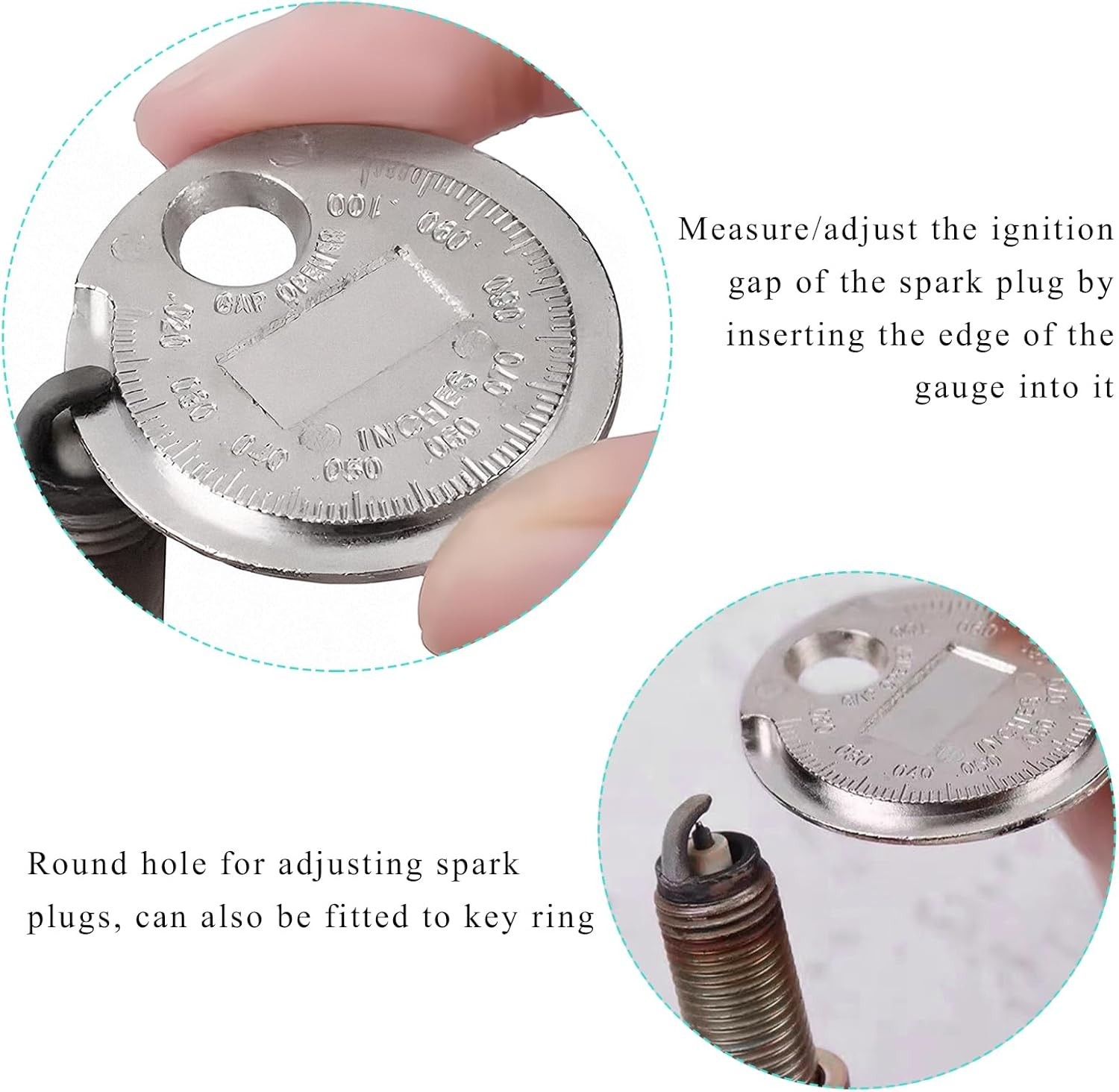 Wire Spark Plug Gauge Zinc Alloy 0.020-0.100 Inch Universal Gap Tool for Cars