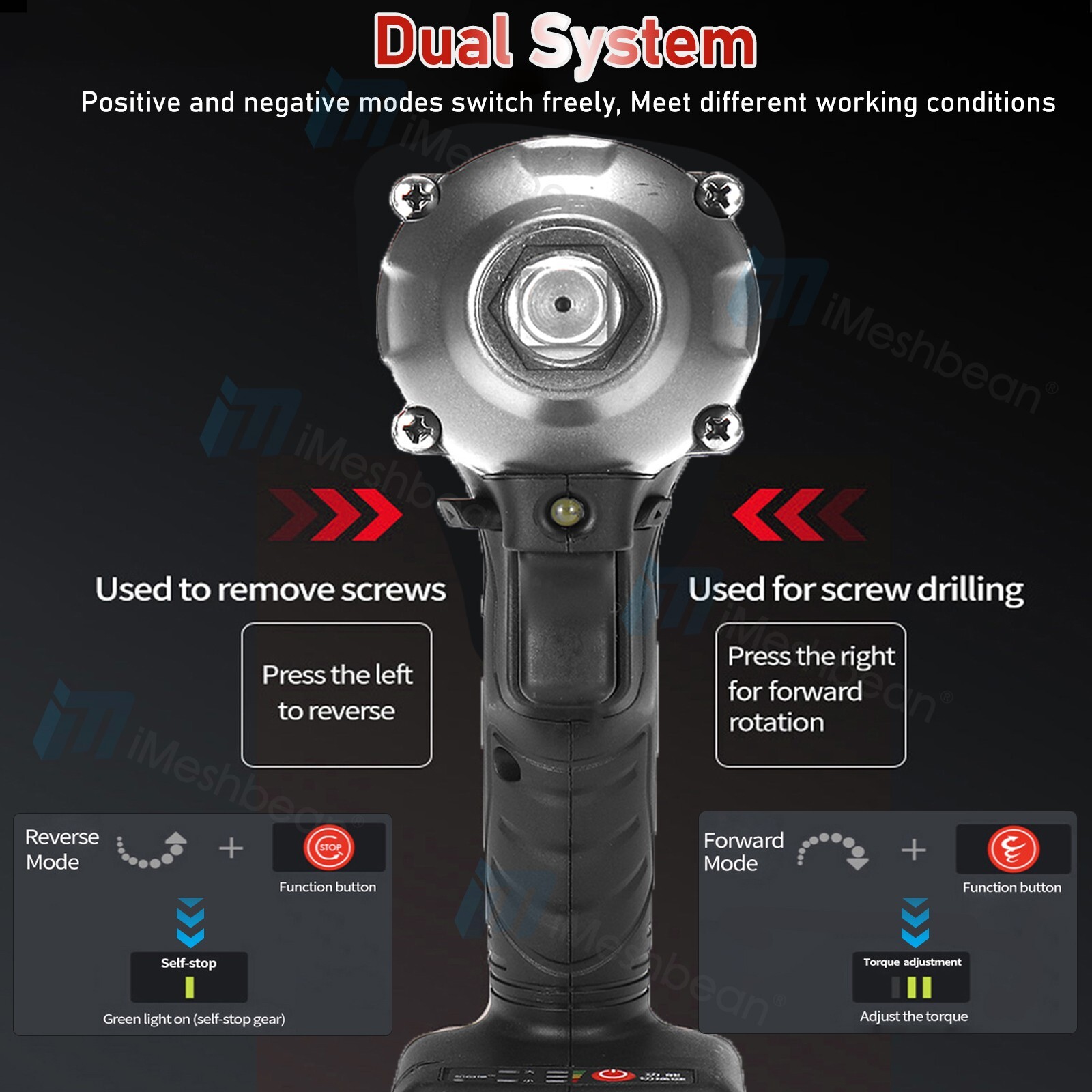 800Nm Cordless Electric Impact Wrench 1/2» Gun High Power Driver Li-ion Battery