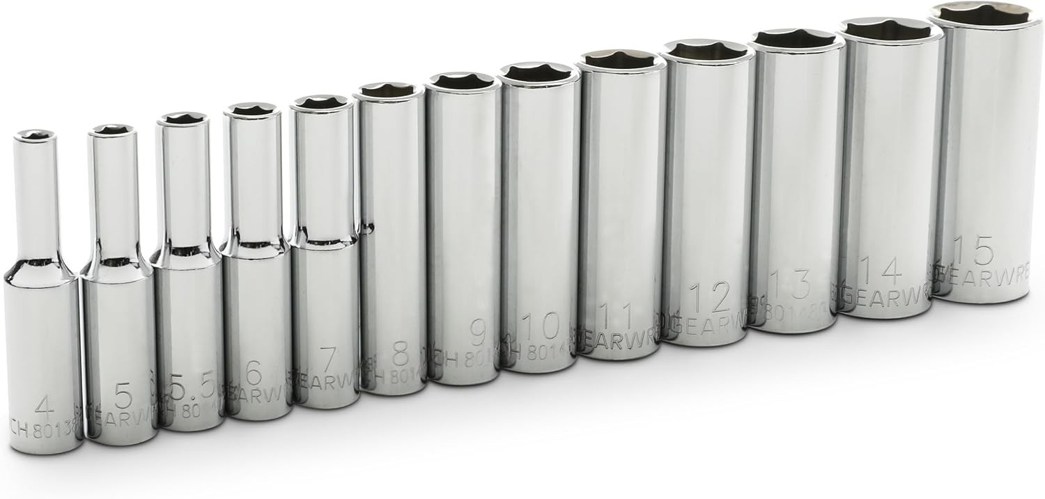13 Pc. 1/4″ Drive 6 Pt. Socket Set, Deep, Metric – 80304