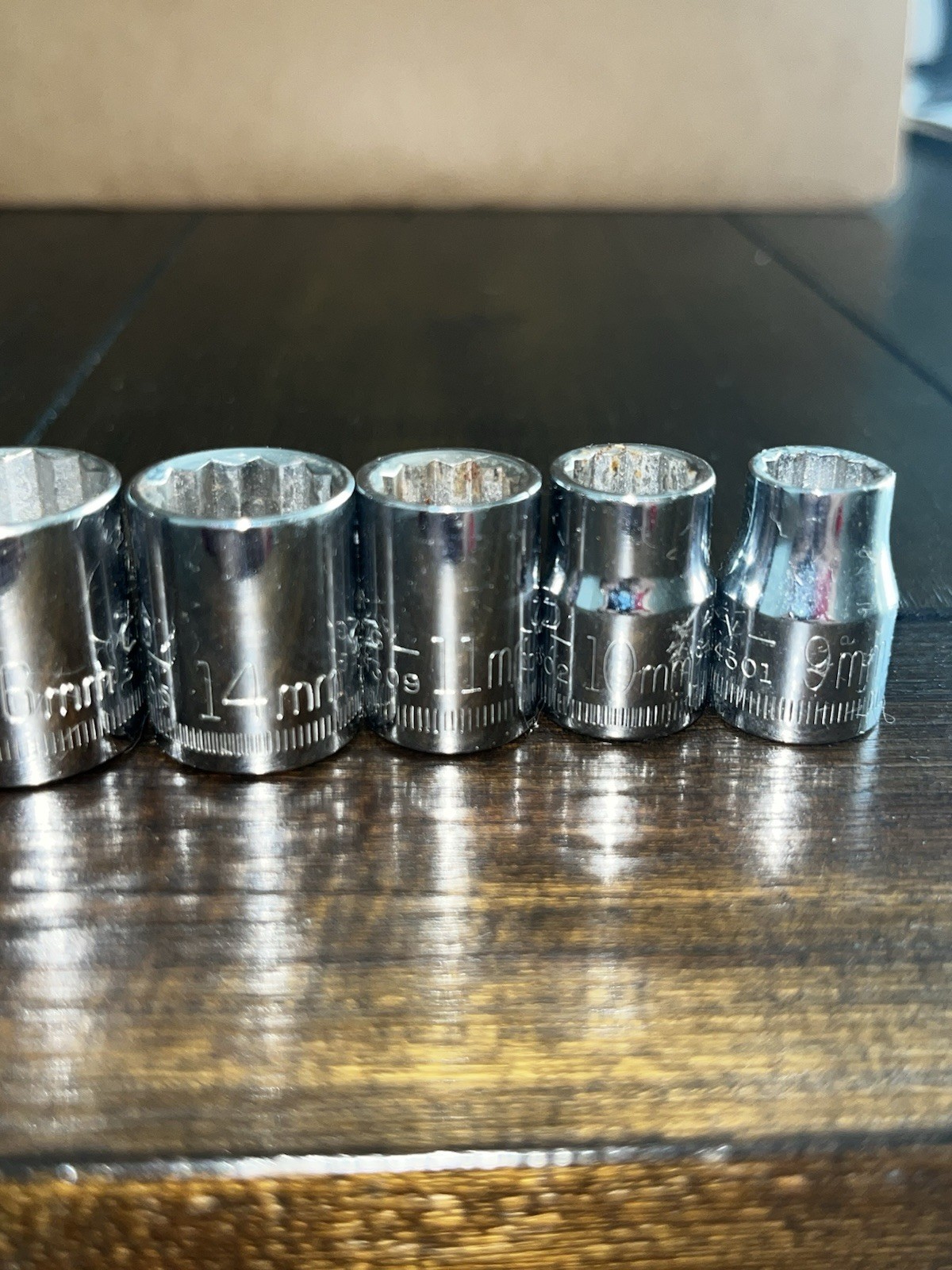 Craftsman 12 Pt Metric Sockets V & G (7) Pieces: 19- 17 – 16 – 14 – 11 – 10 – 9