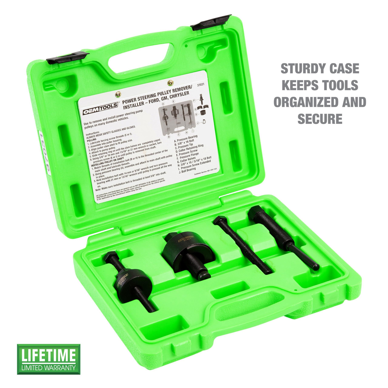 OEMTOOLS Power Steering Pulley Puller and Installer Kit, One Size, Green