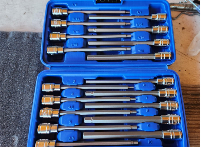 18piece 3/8 Inch Drive Extra Long Allen Hex Bit Socket Set Sae & Metric 1/83/8