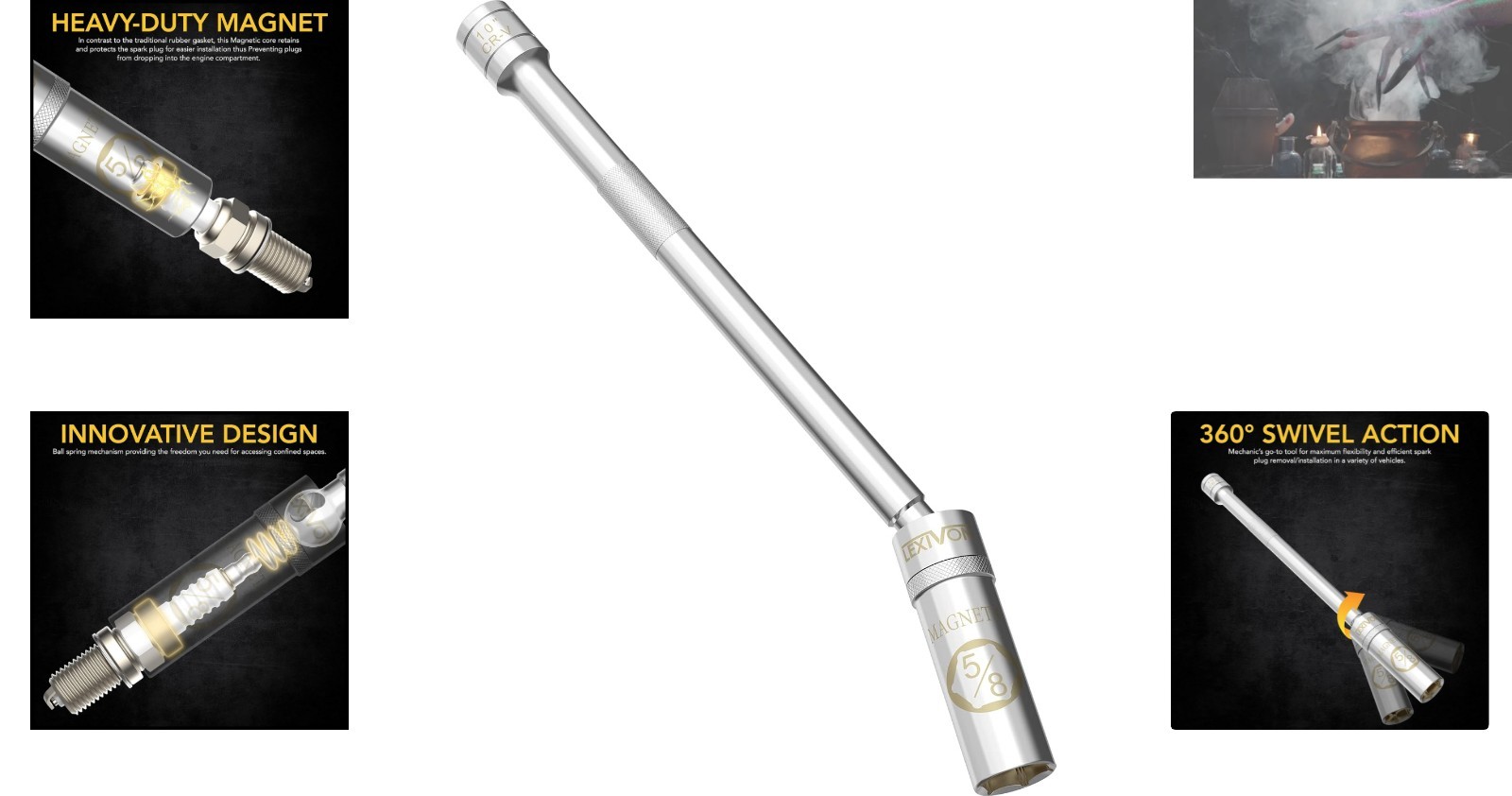 High-Quality 5/8″ Magnetic Spark Plug Tool – Durable 3/8″ Drive, 10-Inch Length