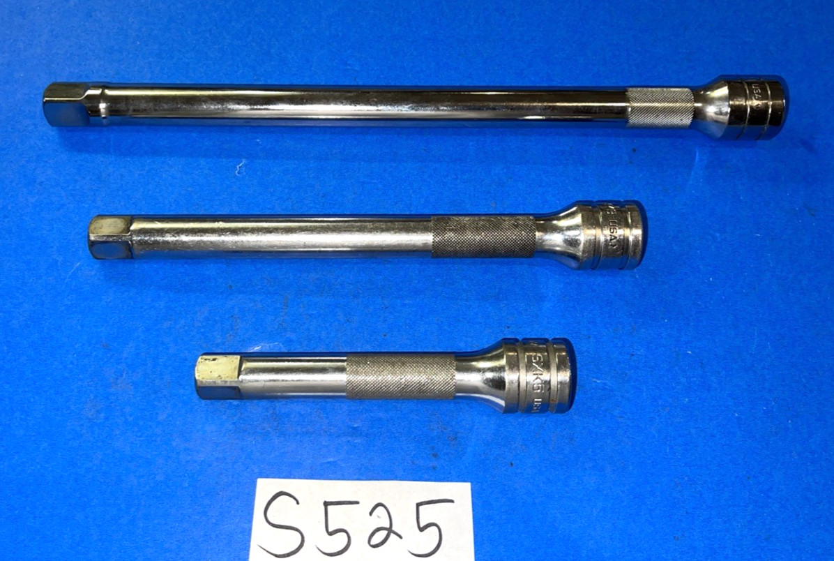 SNAP-ON TOOLS 3 PIECE 1/2 DRIVE KNURLED EXTENSIONS 5, 8, 11 INCH