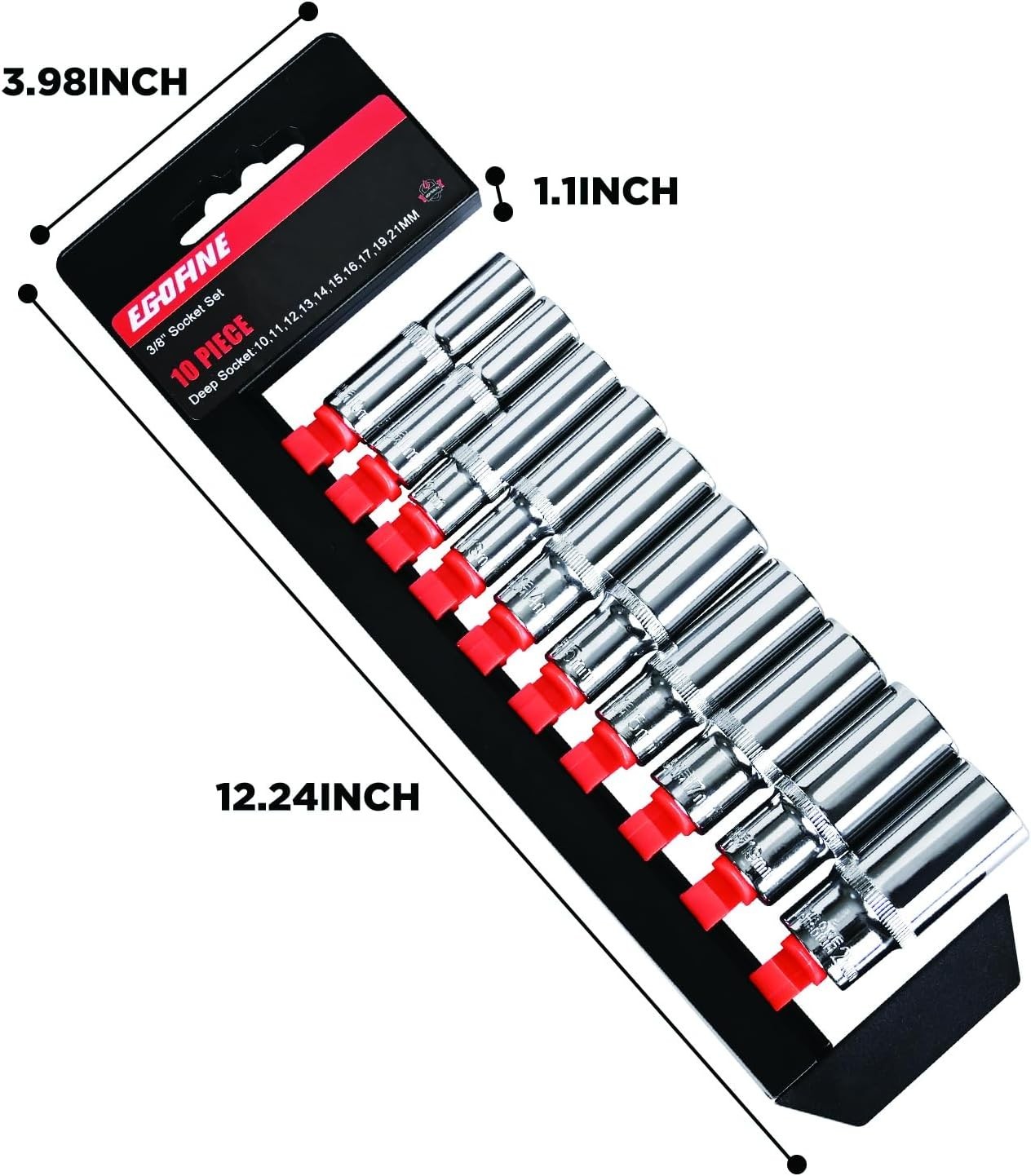 10PCS 3/8” Drive Deep Socket Set,Metric Socket Set（10-21mm,6 Point Socket Set…