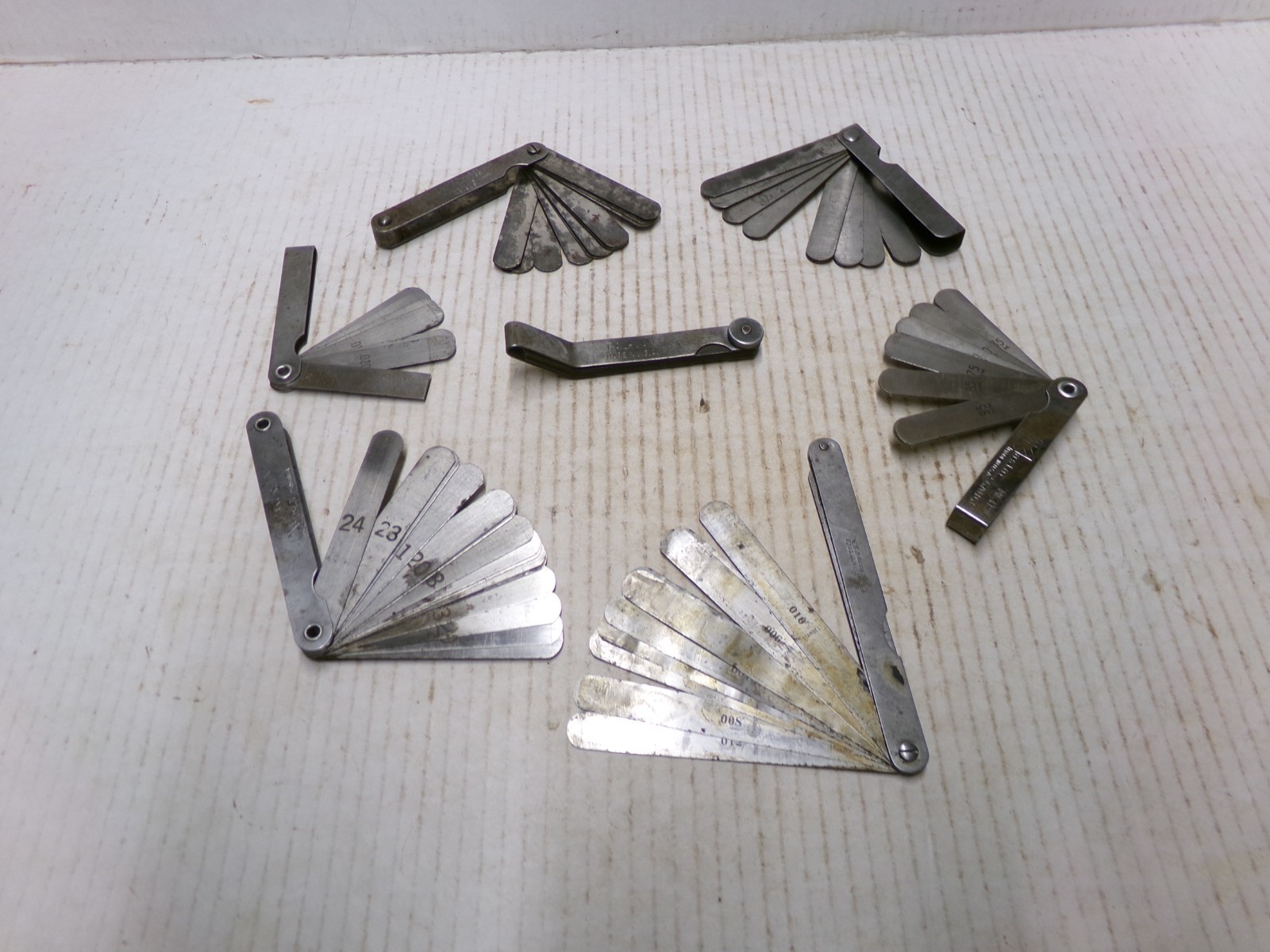Lot of 7 Feeler Gauges Starrett Millers Falls Dunlap Cal-Van Kastar