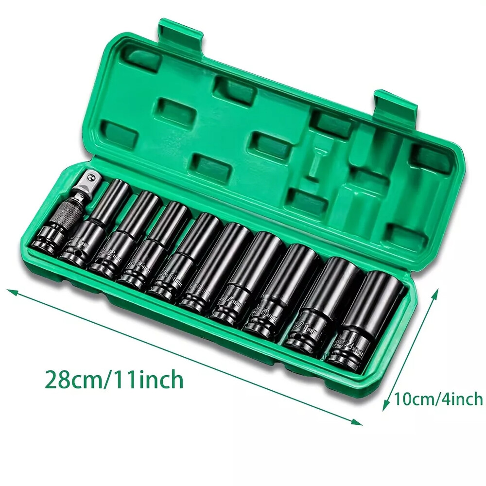 20PCS 1/2»Deep Impact Sockets Set Drive Metric 8mm-32mm Deep 6-Point Set w/case