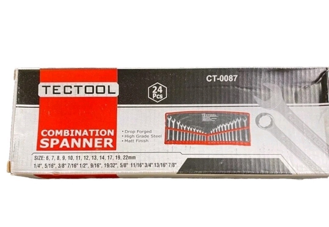 25PC COMBINATION SPANNER WRENCH SET METRIC AF IMPERIAL RING OPEN IN CASE CT0087