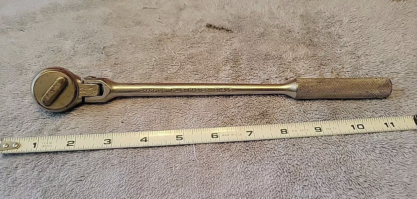 CHAMPION PLUG MASTER 3/8″ DRIVE FLEX HEAD RATCHET CT 405 VTG USA 🇺🇸