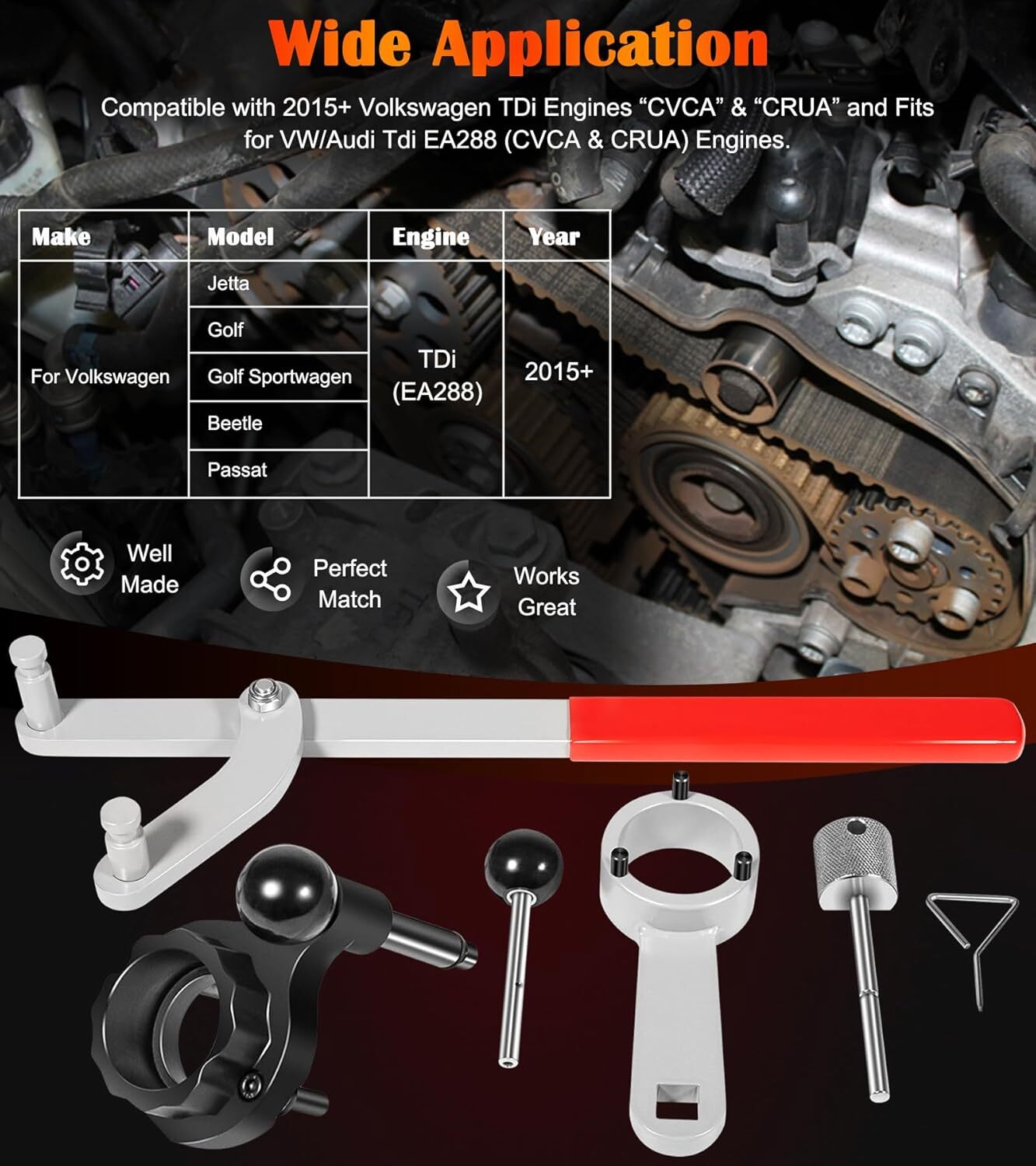 Camshaft Timing Belt Tools Kit 3830 for 2015+ Volkswagen TDi EA288 Engine T10172