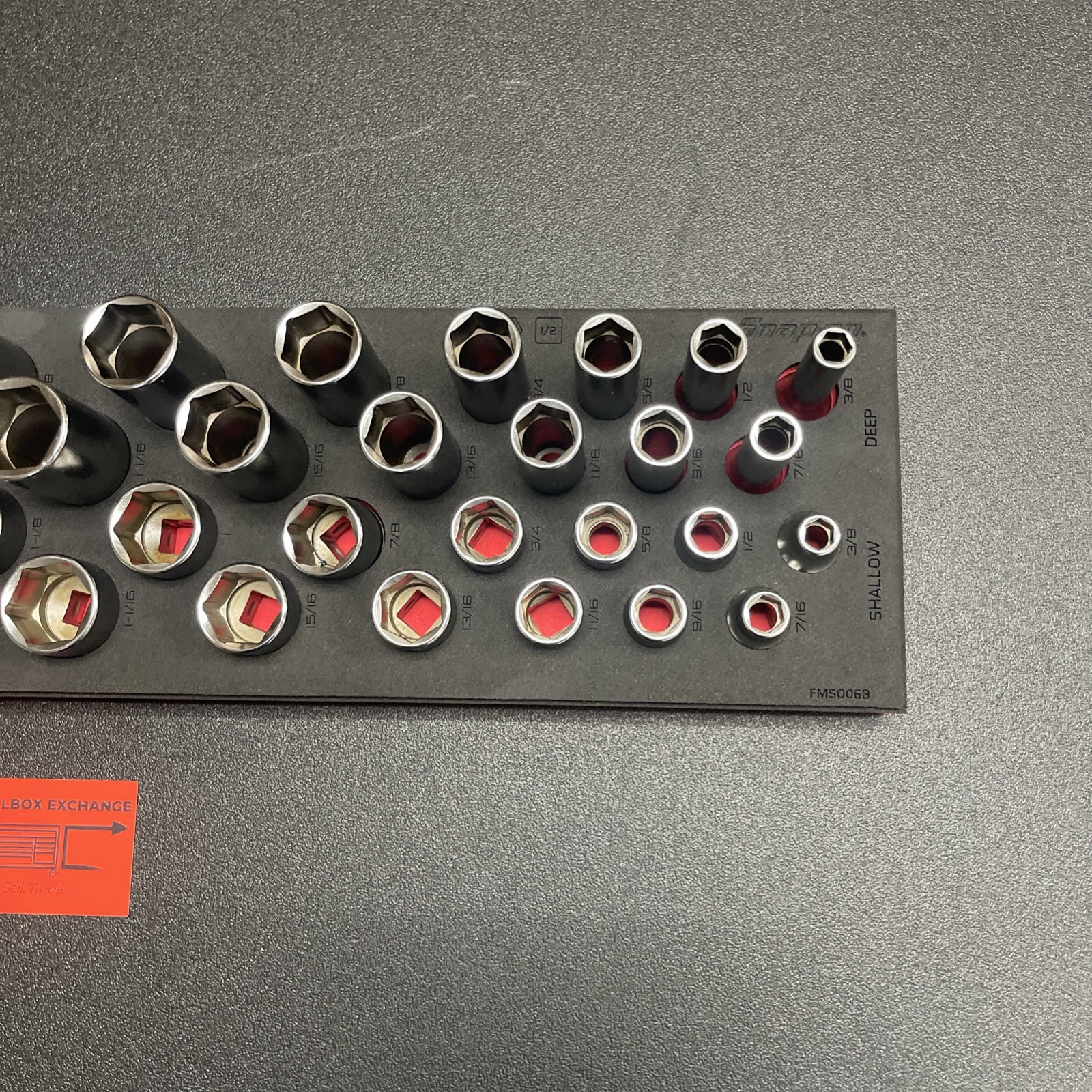 Snap-on Tools NEW RED 38pc 1/2″ Drive 6pt SAE Master Socket Foam Set 338TSWYAFR