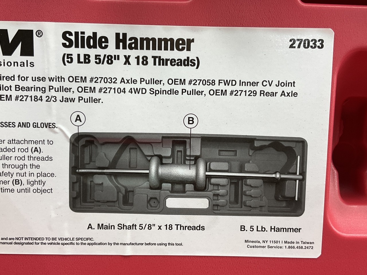 OEM Tools 27033 5-Pound Slide Hammer
