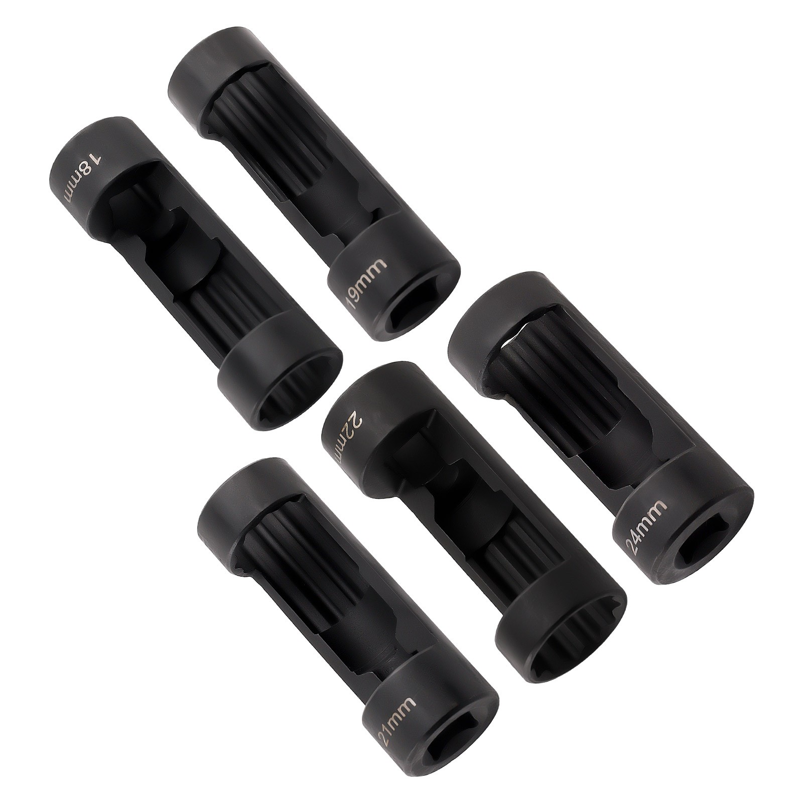 5pcs Strut Nut Socket 18mm 19mm 21mm 22mm 24mm 1/2 Drive Suspension Shock Tool