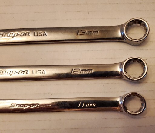 SNAP ON TOOLS 13Pc Metric Combination Wrench Set RED Foam Organizer 7mm-19mm