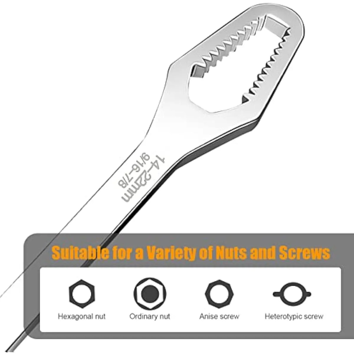 Non Slip Self Tightening Torx Wrench Double Head For 8-22mm Bolts Repair Tool