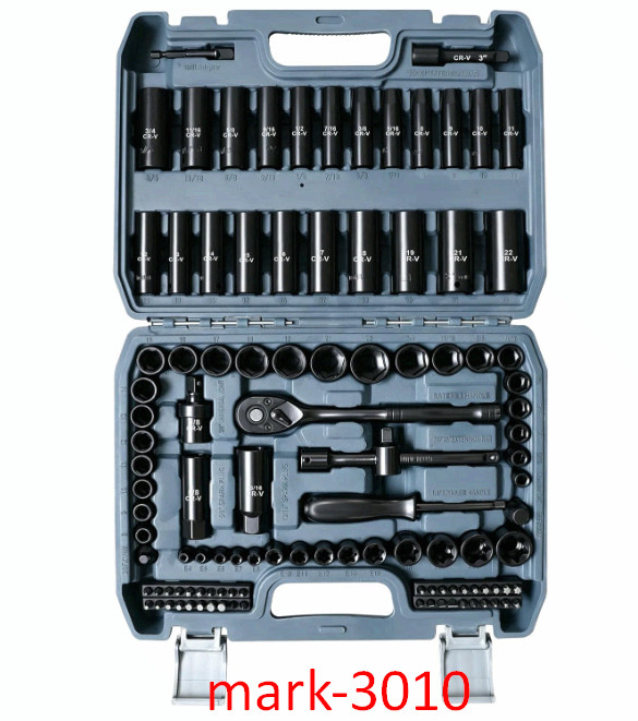 110PC 3/8″ Drive Impact Socket Set SAE & Metric CR-V w/ Ratchet & Case