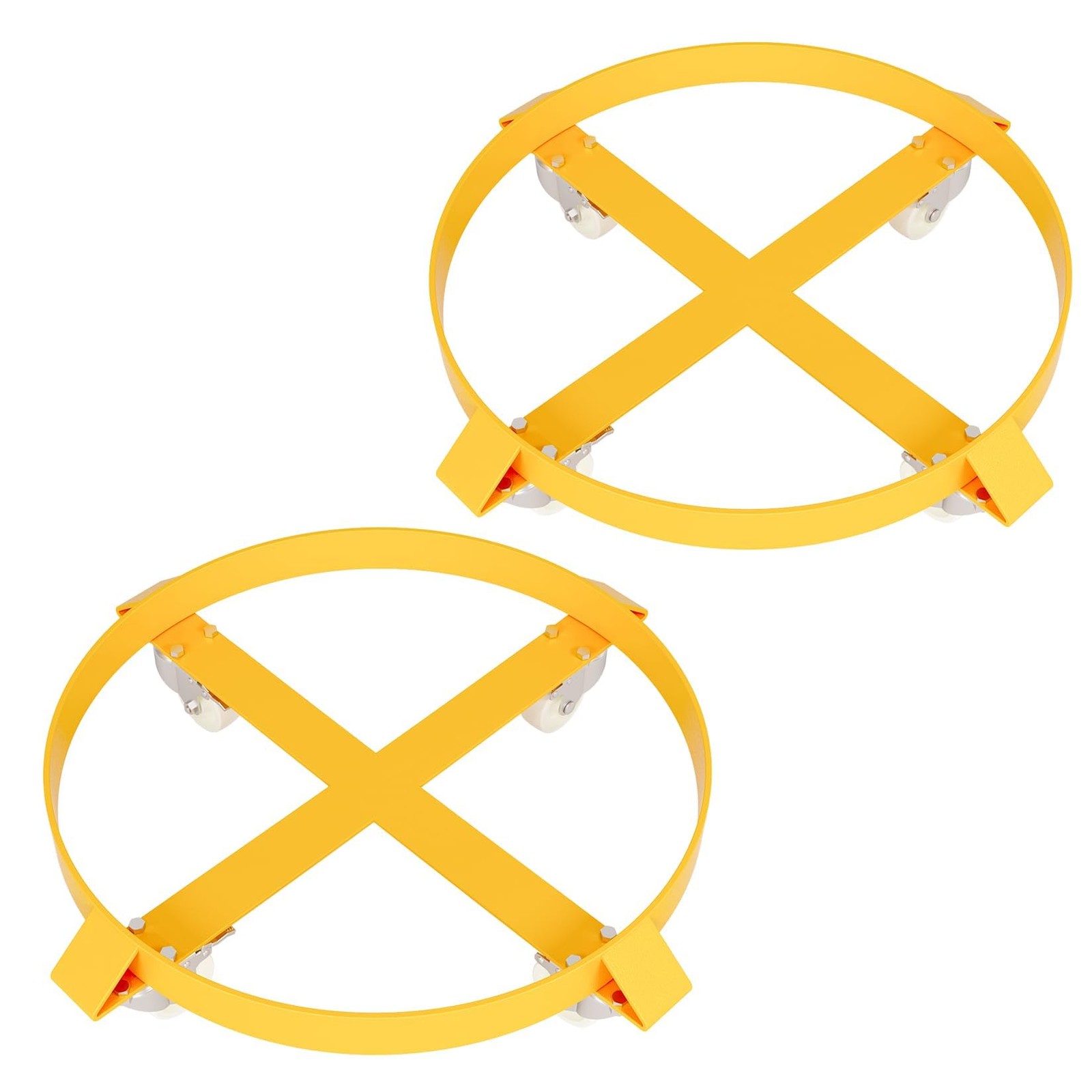 2PCS 55 Gallon Drum Dolly Heavy Duty Barrel Cart 1000lbs w/ Casters Yellow