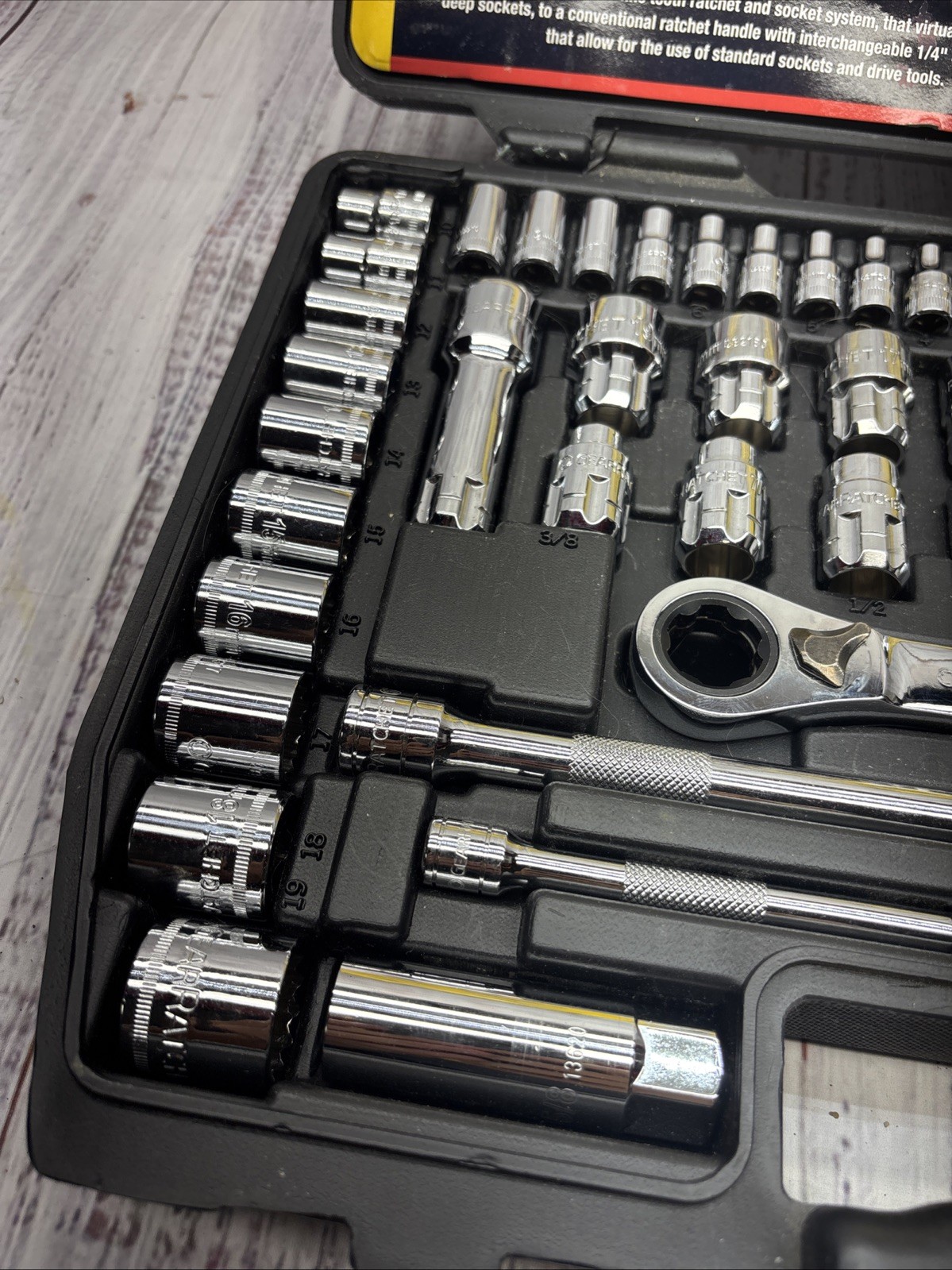 GearRatchet Vortex 60Pc Pass Thru 1/4” & 3/8” SAE Metric Socket