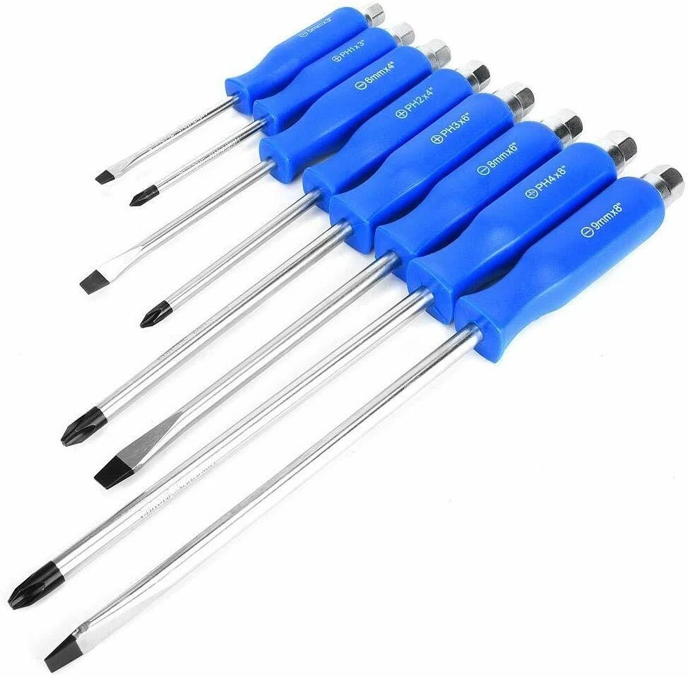8Pc Piece Screwdriver Set | Phillips & Flathead, Magnetic Tips, Ergonomic Grip