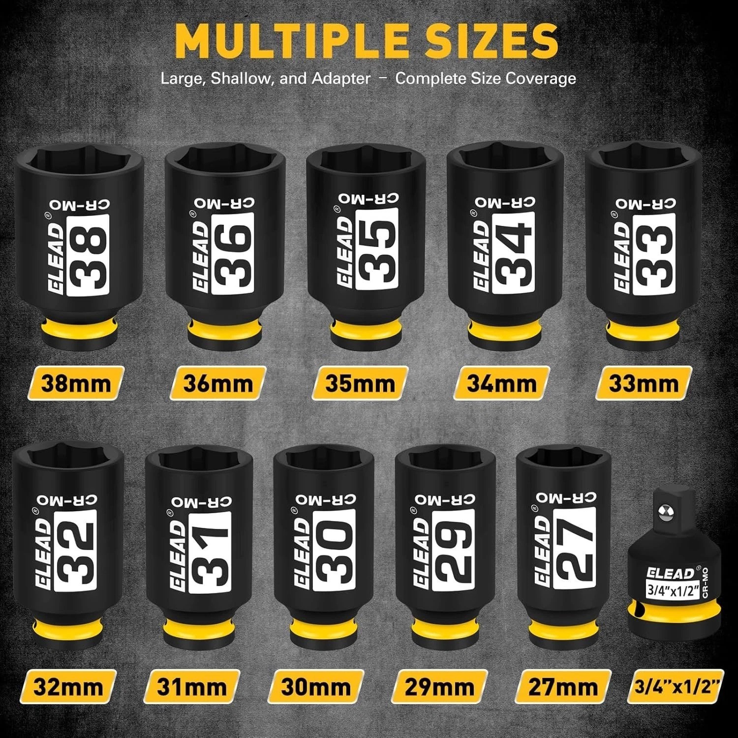 11-Piece Metric Deep Impact Socket Set – Perfect for Axle and Bearing Repairs