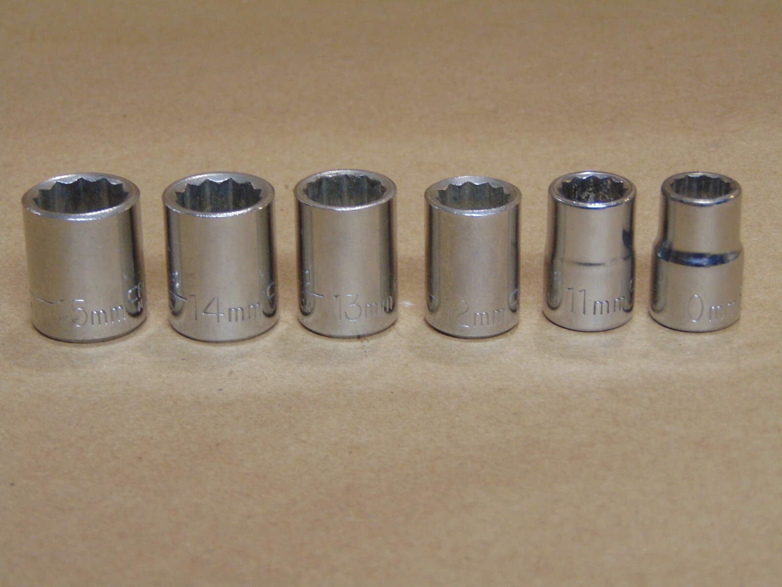 6 pc Craftsman 3/8″ drive 12 point Metric Chrome Socket set 10,11,12,13,14,15mm