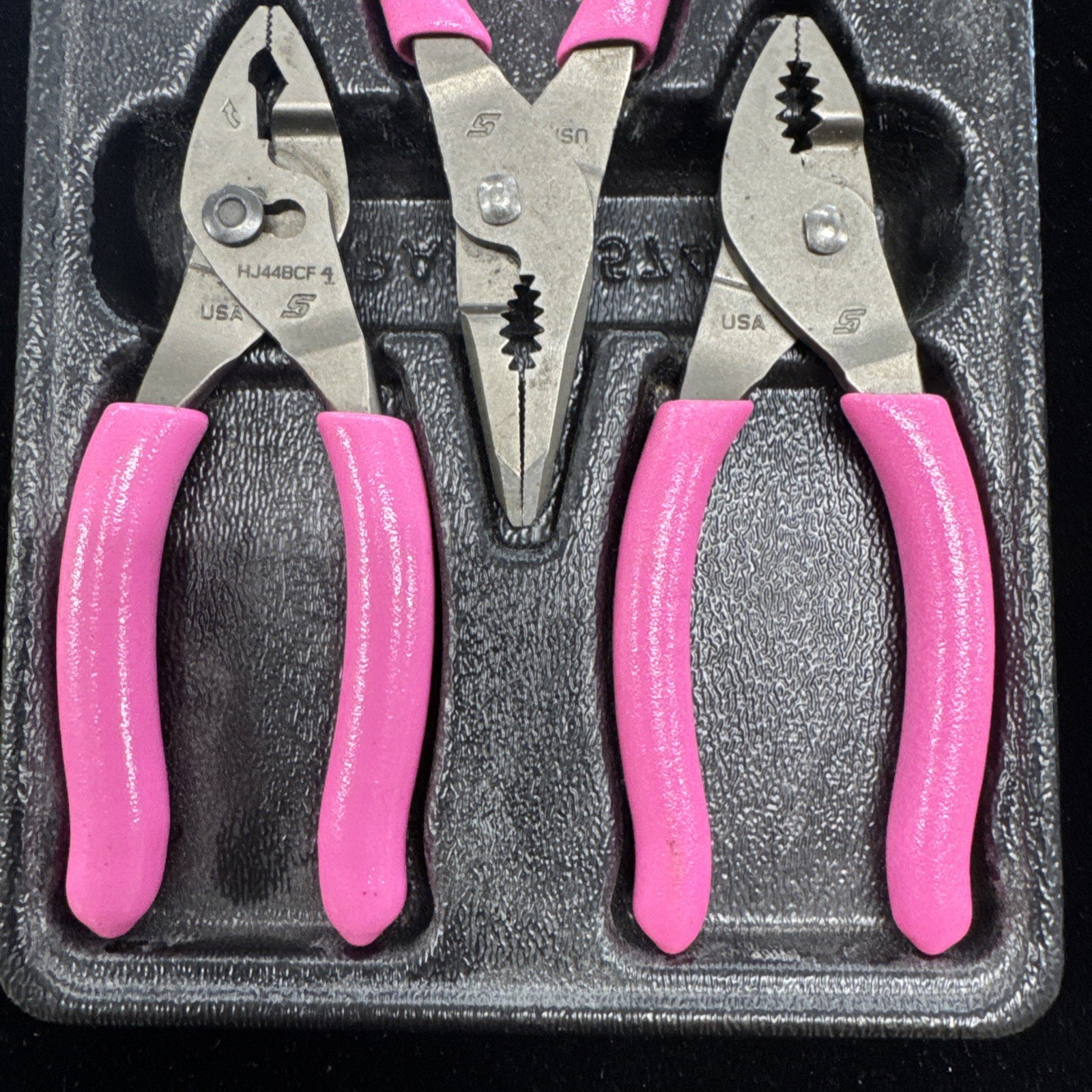 Snap-on Electric Pink 3pc Talon Grip Mini Slip-Joint Pliers Set PL344BCF USA